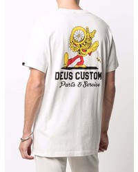 weißes bedrucktes T-Shirt mit einem Rundhalsausschnitt von Deus Ex Machina