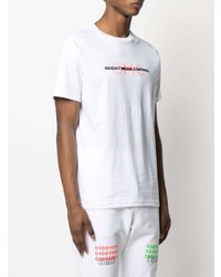 weißes bedrucktes T-Shirt mit einem Rundhalsausschnitt von Omc