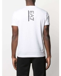 weißes bedrucktes T-Shirt mit einem Rundhalsausschnitt von Ea7 Emporio Armani