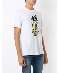 weißes bedrucktes T-Shirt mit einem Rundhalsausschnitt von Armani Exchange