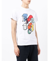 weißes bedrucktes T-Shirt mit einem Rundhalsausschnitt von Fiorucci