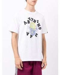 weißes bedrucktes T-Shirt mit einem Rundhalsausschnitt von A Bathing Ape