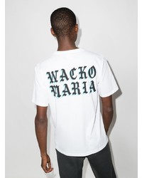 weißes bedrucktes T-Shirt mit einem Rundhalsausschnitt von Wacko Maria