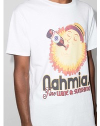 weißes bedrucktes T-Shirt mit einem Rundhalsausschnitt von Nahmias