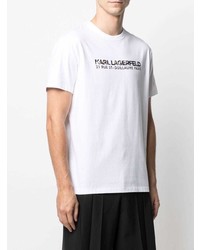 weißes bedrucktes T-Shirt mit einem Rundhalsausschnitt von Karl Lagerfeld