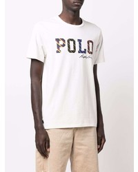 weißes bedrucktes T-Shirt mit einem Rundhalsausschnitt von Polo Ralph Lauren