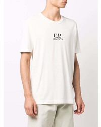 weißes bedrucktes T-Shirt mit einem Rundhalsausschnitt von C.P. Company