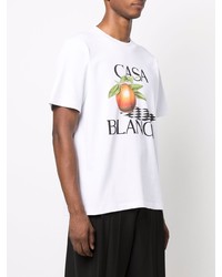 weißes bedrucktes T-Shirt mit einem Rundhalsausschnitt von Casablanca