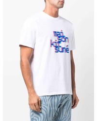 weißes bedrucktes T-Shirt mit einem Rundhalsausschnitt von MAISON KITSUNÉ