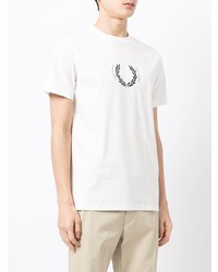 weißes bedrucktes T-Shirt mit einem Rundhalsausschnitt von Fred Perry