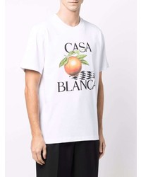 weißes bedrucktes T-Shirt mit einem Rundhalsausschnitt von Casablanca