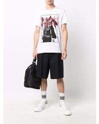 weißes bedrucktes T-Shirt mit einem Rundhalsausschnitt von Alexander McQueen