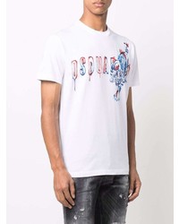 weißes bedrucktes T-Shirt mit einem Rundhalsausschnitt von DSQUARED2