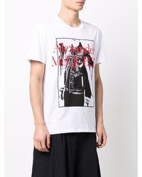 weißes bedrucktes T-Shirt mit einem Rundhalsausschnitt von Alexander McQueen