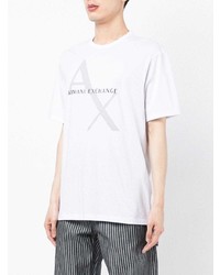 weißes bedrucktes T-Shirt mit einem Rundhalsausschnitt von Armani Exchange