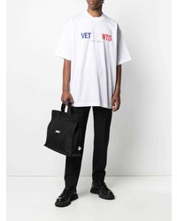 weißes bedrucktes T-Shirt mit einem Rundhalsausschnitt von Vetements