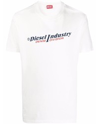 weißes bedrucktes T-Shirt mit einem Rundhalsausschnitt von Diesel