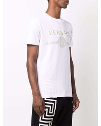 weißes bedrucktes T-Shirt mit einem Rundhalsausschnitt von Versace