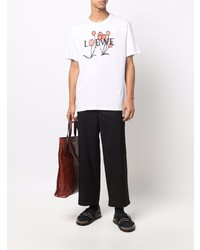 weißes bedrucktes T-Shirt mit einem Rundhalsausschnitt von Loewe