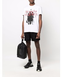 weißes bedrucktes T-Shirt mit einem Rundhalsausschnitt von Alexander McQueen