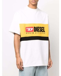 weißes bedrucktes T-Shirt mit einem Rundhalsausschnitt von Diesel