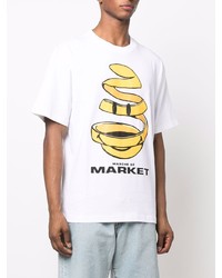 weißes bedrucktes T-Shirt mit einem Rundhalsausschnitt von MARKET