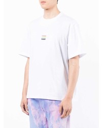 weißes bedrucktes T-Shirt mit einem Rundhalsausschnitt von MSGM