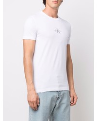 weißes bedrucktes T-Shirt mit einem Rundhalsausschnitt von Calvin Klein