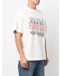 weißes bedrucktes T-Shirt mit einem Rundhalsausschnitt von Rhude