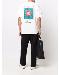 weißes bedrucktes T-Shirt mit einem Rundhalsausschnitt von Rhude