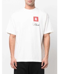 weißes bedrucktes T-Shirt mit einem Rundhalsausschnitt von Rhude