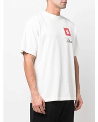 weißes bedrucktes T-Shirt mit einem Rundhalsausschnitt von Rhude