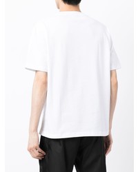 weißes bedrucktes T-Shirt mit einem Rundhalsausschnitt von Holzweiler