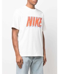 weißes bedrucktes T-Shirt mit einem Rundhalsausschnitt von Nike