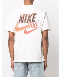 weißes bedrucktes T-Shirt mit einem Rundhalsausschnitt von Nike