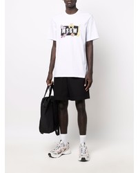 weißes bedrucktes T-Shirt mit einem Rundhalsausschnitt von MSGM