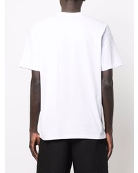 weißes bedrucktes T-Shirt mit einem Rundhalsausschnitt von MSGM