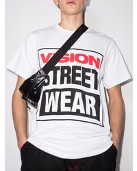 weißes bedrucktes T-Shirt mit einem Rundhalsausschnitt von Vision Street Wear