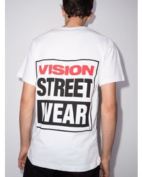 weißes bedrucktes T-Shirt mit einem Rundhalsausschnitt von Vision Street Wear