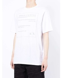 weißes bedrucktes T-Shirt mit einem Rundhalsausschnitt von Armani Exchange