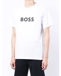 weißes bedrucktes T-Shirt mit einem Rundhalsausschnitt von BOSS