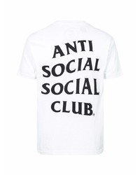 weißes bedrucktes T-Shirt mit einem Rundhalsausschnitt von Anti Social Social Club