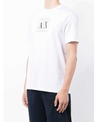 weißes bedrucktes T-Shirt mit einem Rundhalsausschnitt von Armani Exchange