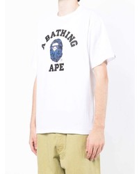 weißes bedrucktes T-Shirt mit einem Rundhalsausschnitt von A Bathing Ape