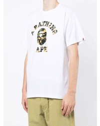 weißes bedrucktes T-Shirt mit einem Rundhalsausschnitt von A Bathing Ape