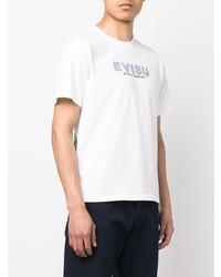 weißes bedrucktes T-Shirt mit einem Rundhalsausschnitt von Evisu