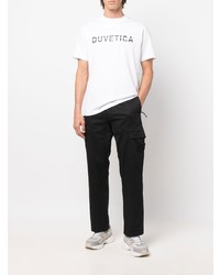 weißes bedrucktes T-Shirt mit einem Rundhalsausschnitt von Duvetica