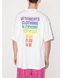 weißes bedrucktes T-Shirt mit einem Rundhalsausschnitt von Vetements