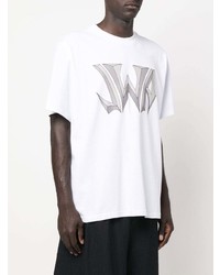 weißes bedrucktes T-Shirt mit einem Rundhalsausschnitt von JW Anderson