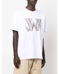 weißes bedrucktes T-Shirt mit einem Rundhalsausschnitt von JW Anderson